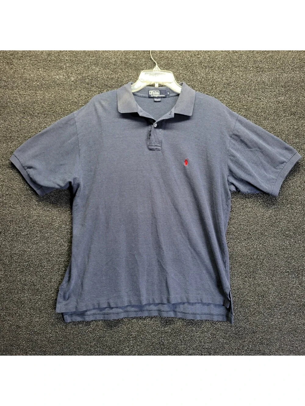 VTG Polo Ralph Lauren Men Shirt L Blue Short Sleeve Polo Casual